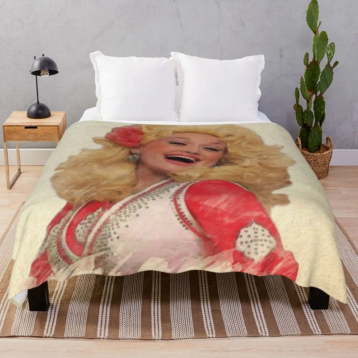 Dolly Parton Watercolor Blanket Coral Fleece Spring Autumn Breathable Throw Blankets for Bed Home Couch Camp Cinema