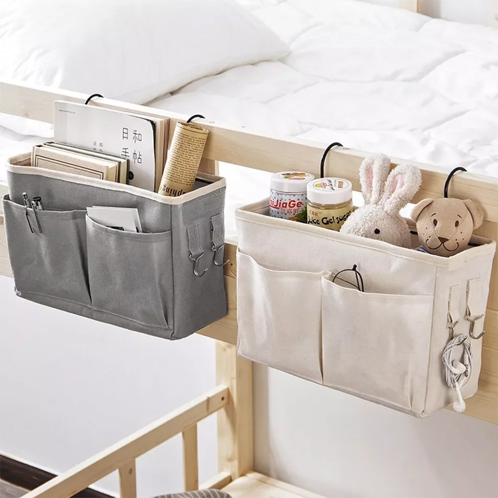 

NEW2023 Bedside Hanging Organizer Pocket Storage Bag Wardrobe organizer Canvas Bedroom Bathroom Magazine tote Storage Organizado