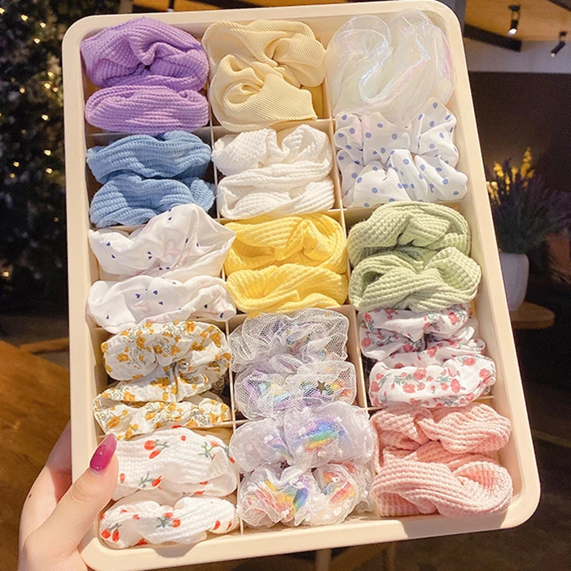 

10 шт. эластичные клетчатые резинки для волос, женские резинки для волос, освежающие аксессуары для волос, головные уборы, модные атласные шифоновые ткани