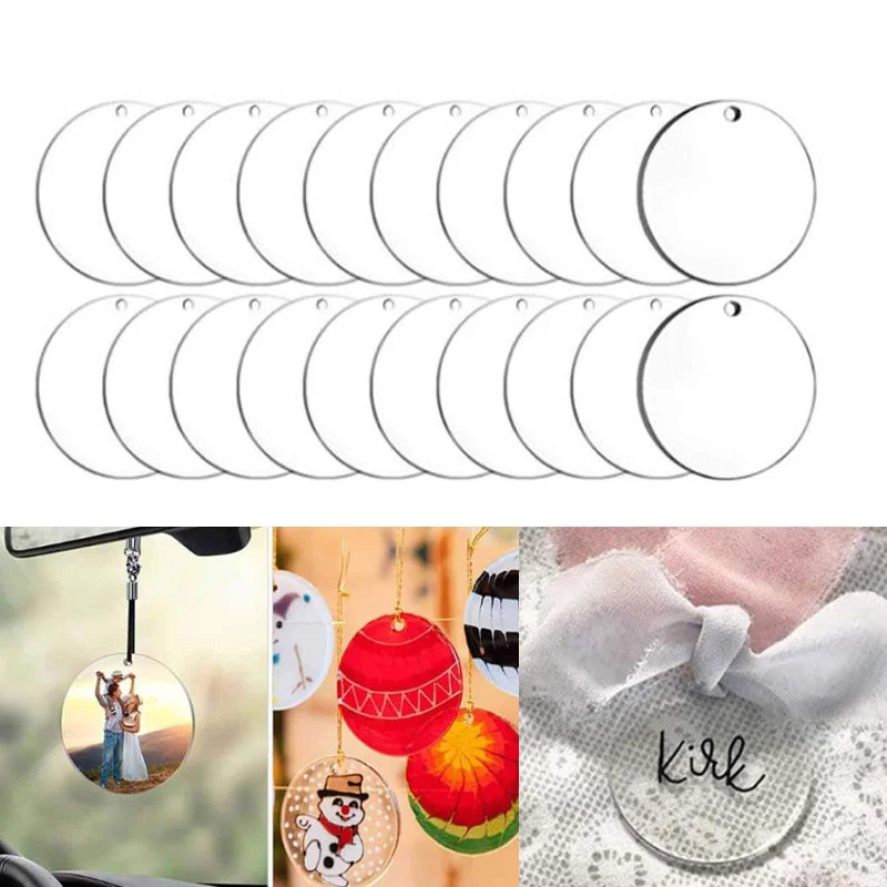 

10 шт. акриловые прозрачные круглые диски брелок заготовки Брелоки-кисточки DIY Подвески