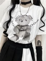 deeptown harajuku streetwear graphic t shirt women kawaii bear anime print tshirt summer korean girl y2k top women clothes 2022