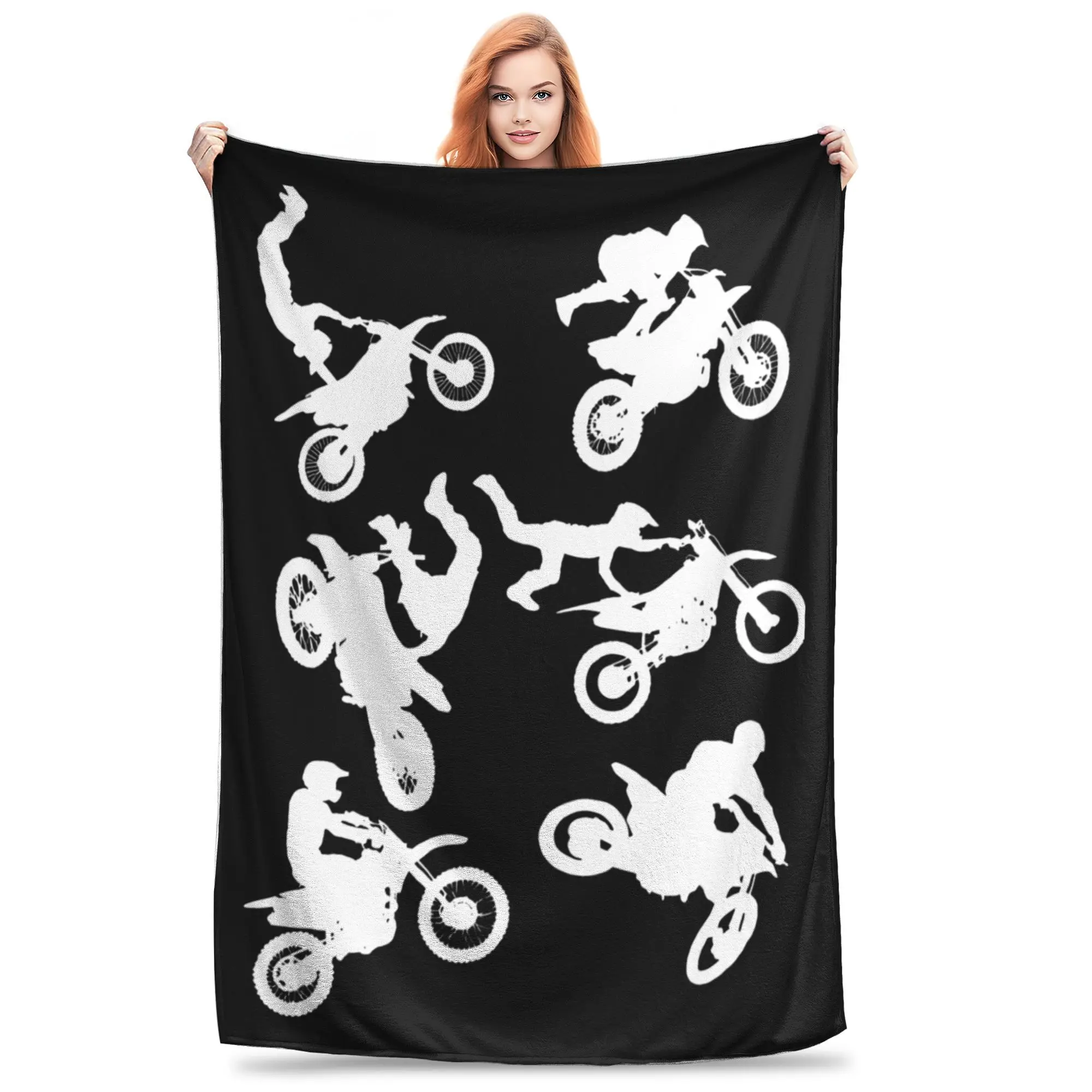 Одеяла с рисунком фристайла Dirt Bike Tricks Cross-Rally для мотокросса плюшевое забавное