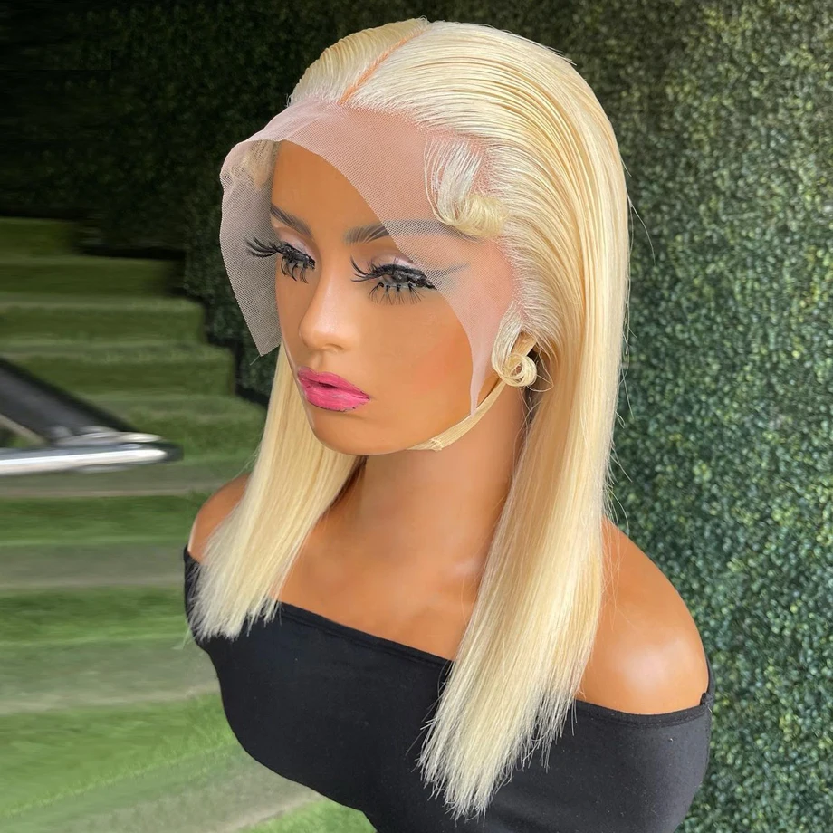 

Honey Blonde Lace Front Wig Human Hair Bob Wigs For Women Brazilian Pre Plucked Hd Straight Lace Bob T Part 613 Lace Frontal Wig