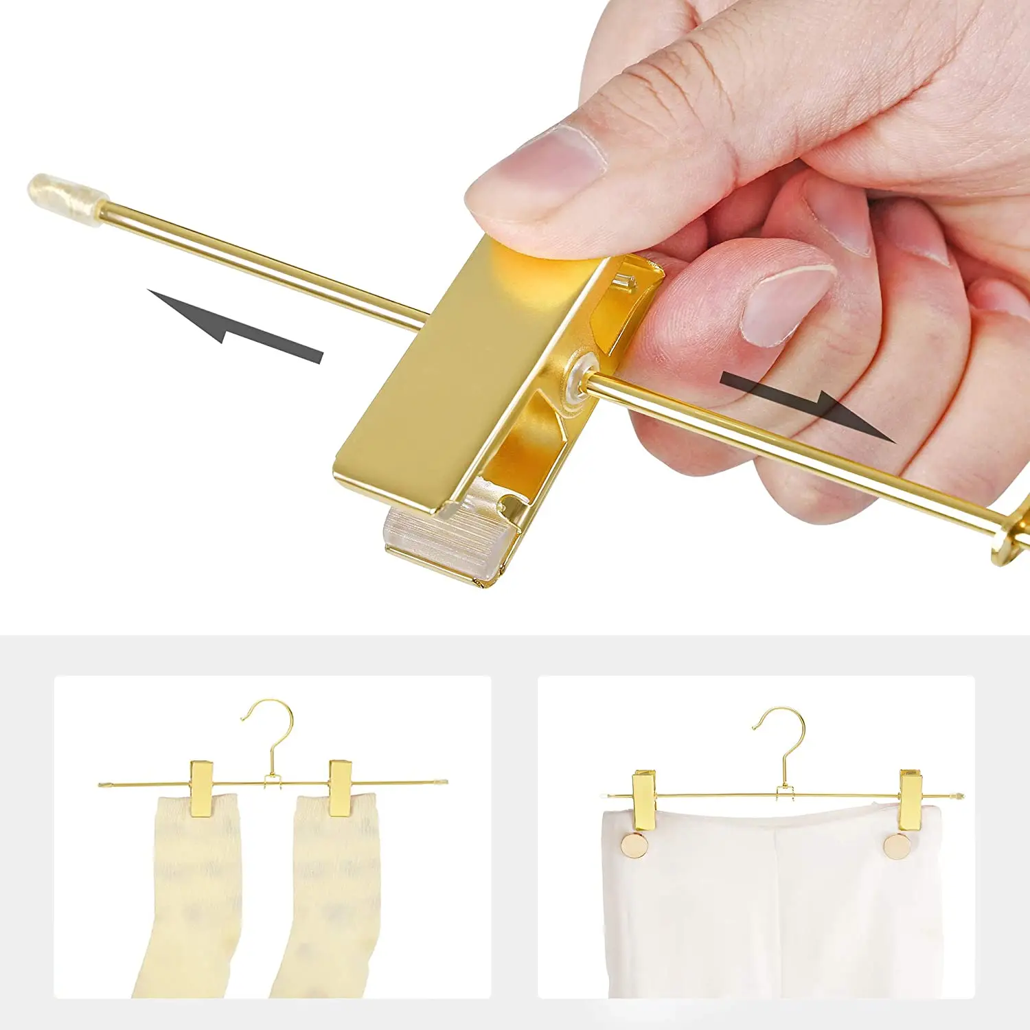Trouser Hangers Made of Metal, 10 Pieces, Clothes Hangers, 30.5cm, with 2 Non- Clips, for Skirts, Pants, Underwear-2 images - 6