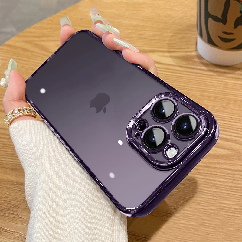 

Роскошный прозрачный чехол с квадратным покрытием для телефона IPhone 14 13 11 12 Pro Max Mini XS XR X 8 7 Plus SE 2, прозрачный мягкий силиконовый чехол