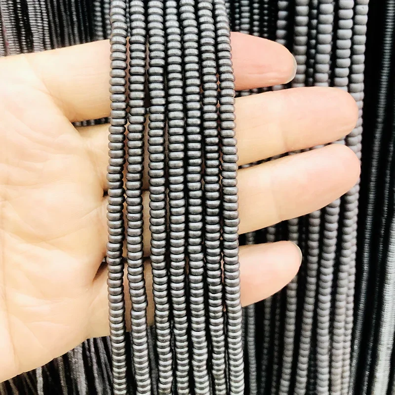 15-дюймовая бусина из натурального гематита круглая квадратная шестиугольная