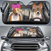 funny basenji driving headband and eyeglasses dog couple car sunshade gift for basenji dog mom lover car windshield durable au