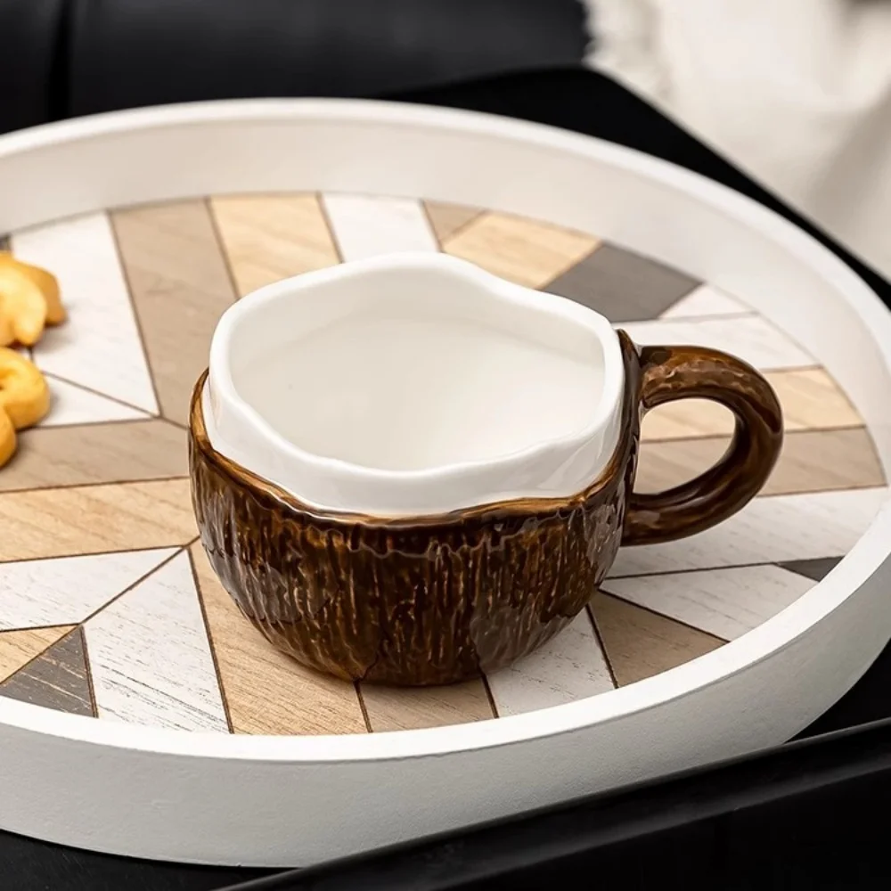 Кокосовая кружка для завтрака с молоком из овса керамическая кокосовой шелушкой