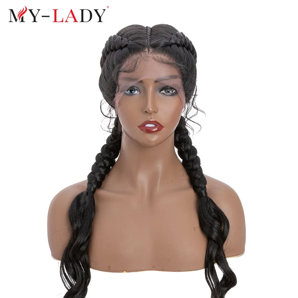 My-Lady Synthetic 27inches Lace Front Hair Wig Black Curly Long For African Woman Afro Frontal Blonde Cornrow Braided Wigs