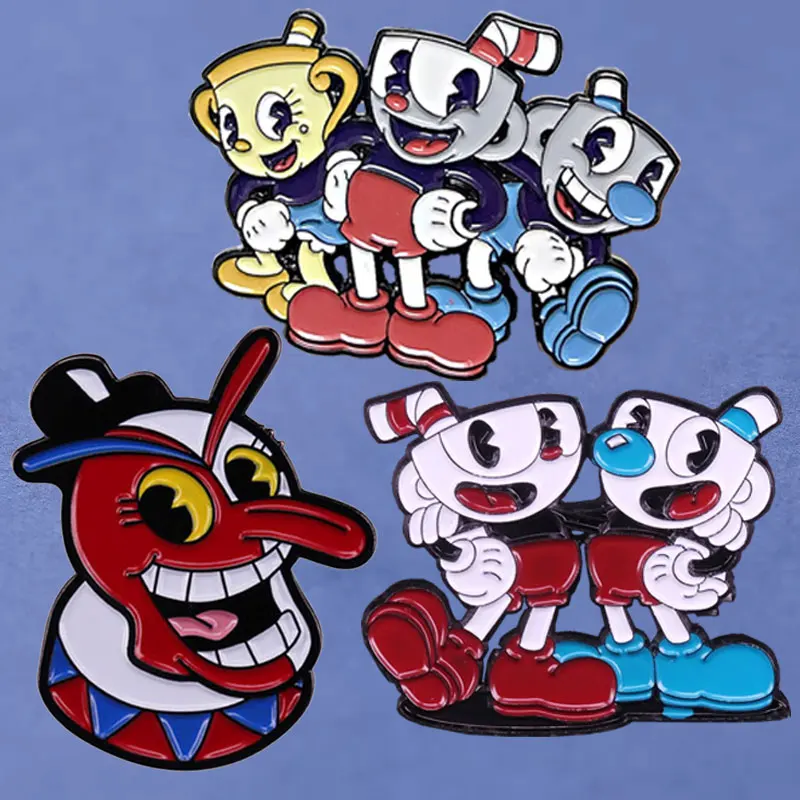 

Эмалированные булавки в стиле аниме Game Cuphead, Коллекционирование мультипликационных персонажей, металлический рюкзак, шляпа, сумка, воротник, лацкан, значок