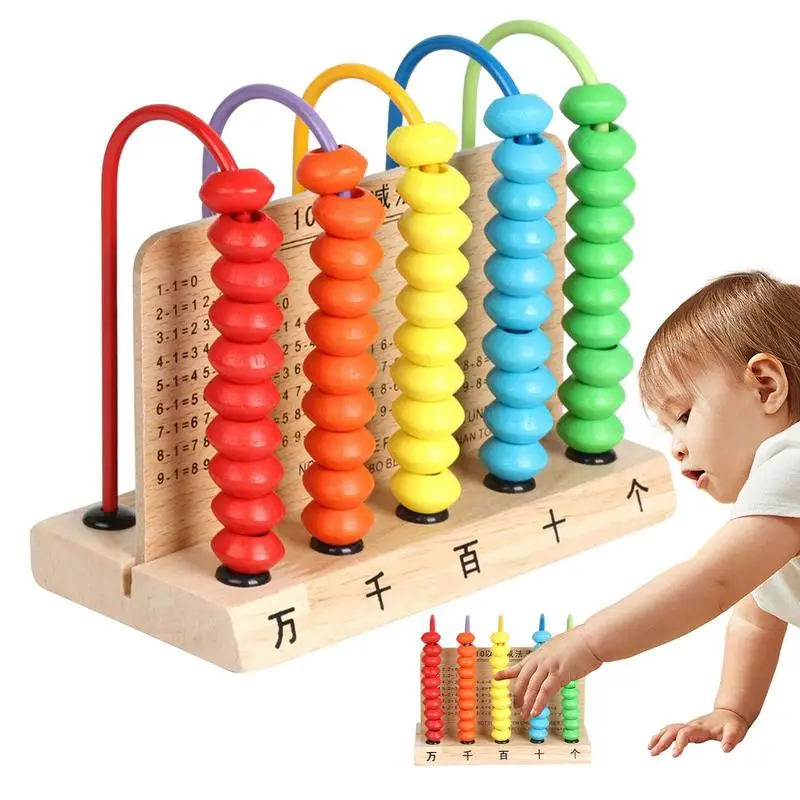 Abacus Toy Montessori Counting Beads For Kids Math Classic Wooden Educational Counting Toy With 50 Beads Educational Gifts Fir