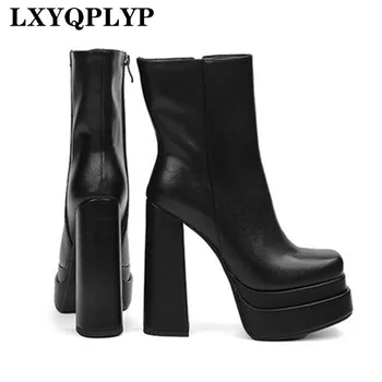 34-45 Yards High Heel Square Toe Ankle Boots Luxury Brand New Autumn and Winter Fashion Sexy Nightclub Party Ladies Ankle Boots