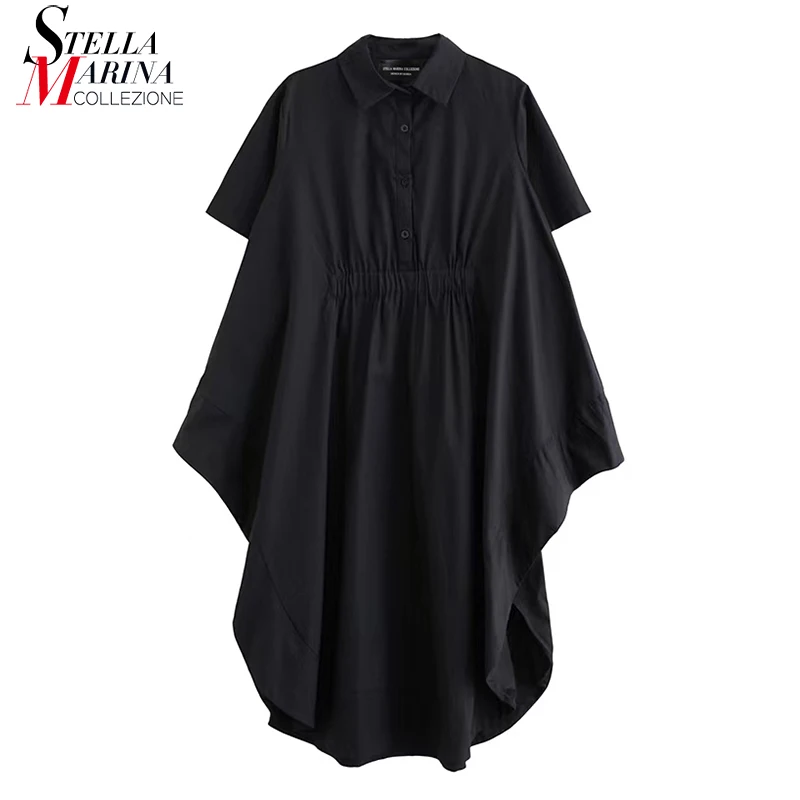 

Solid Black Green New Summer Woman Short-Sleeve Long Skirt Dress Split Side Girls Casual Streetwear Long Robe Style Femme OU20
