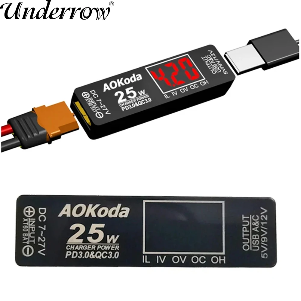 AOKoda XT60 для быстрой зарядки литий-полимерных аккумуляторов PD3.0 защита от