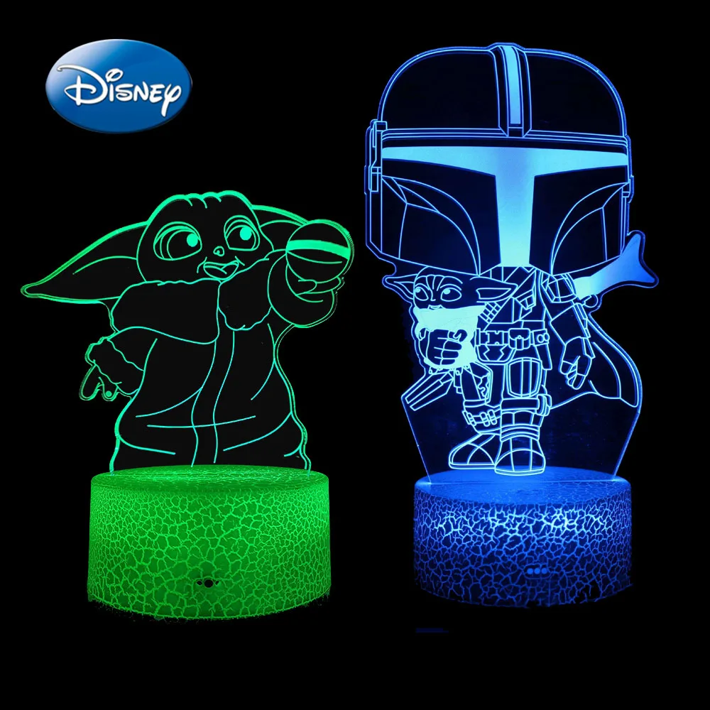 

Anime Mandalorian 7 Colors Night Light Cartoons Baby Yoda Figures Acrylic 3D Model LED Night Lamp Toys For Children Toy Gifts