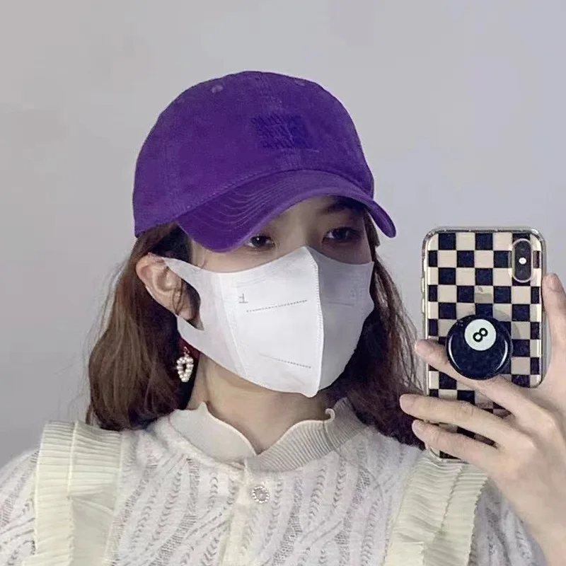 

Japanese Korean Embroidered Women's Baseball Cap Summer Solid Color Men's Cap Color Bright Cotton Street Decoration Hip Hop Hat