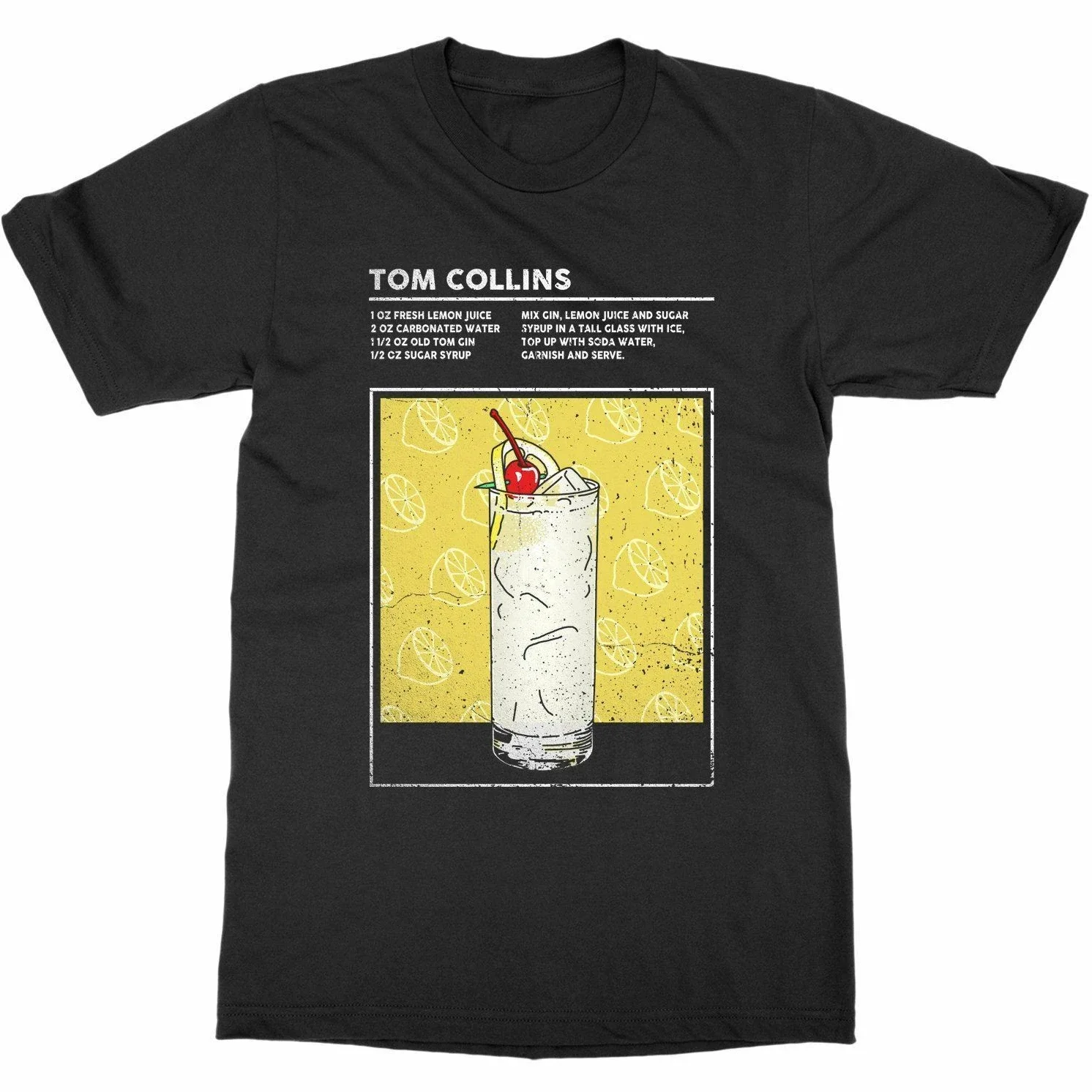 

Mixed Drink Tom Collins Cocktail Happy Hour Alcohol Bartender T-Shirt 100% Cotton O-Neck Summer Short Sleeve Casual Mens T-shirt