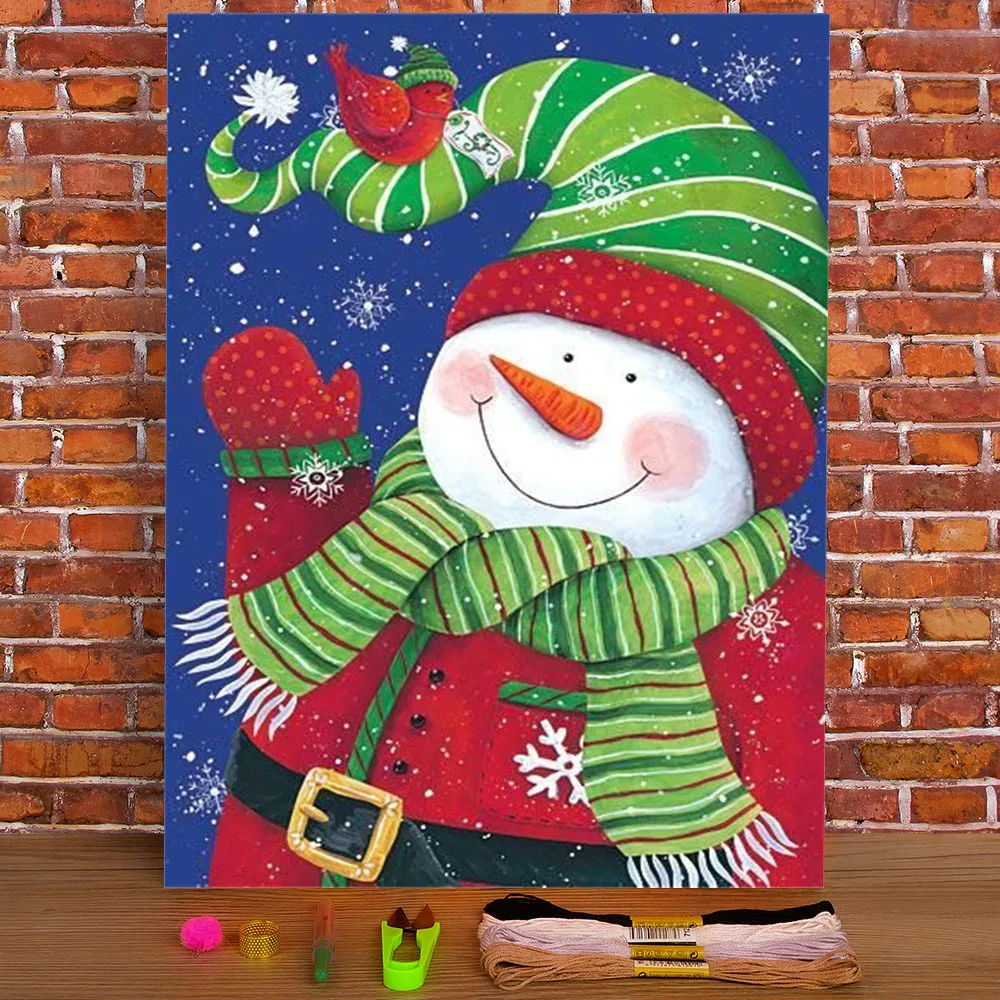 

Christmas Snowman Pre-Printed 11CT Cross-Stitch DIY Embroidery Set DMC Threads Handicraft Sewing Handiwork Craft Gift Stamped