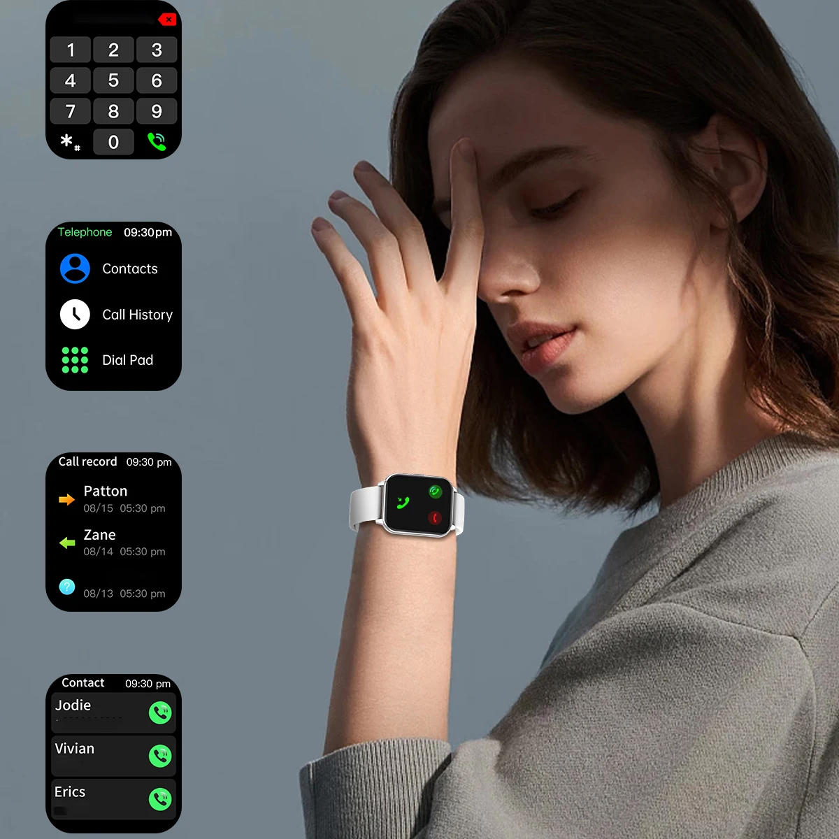 Смарт-часы 1 9 дюйма для мужчин и женщин синий зуб звонок пульс здоровье спорт