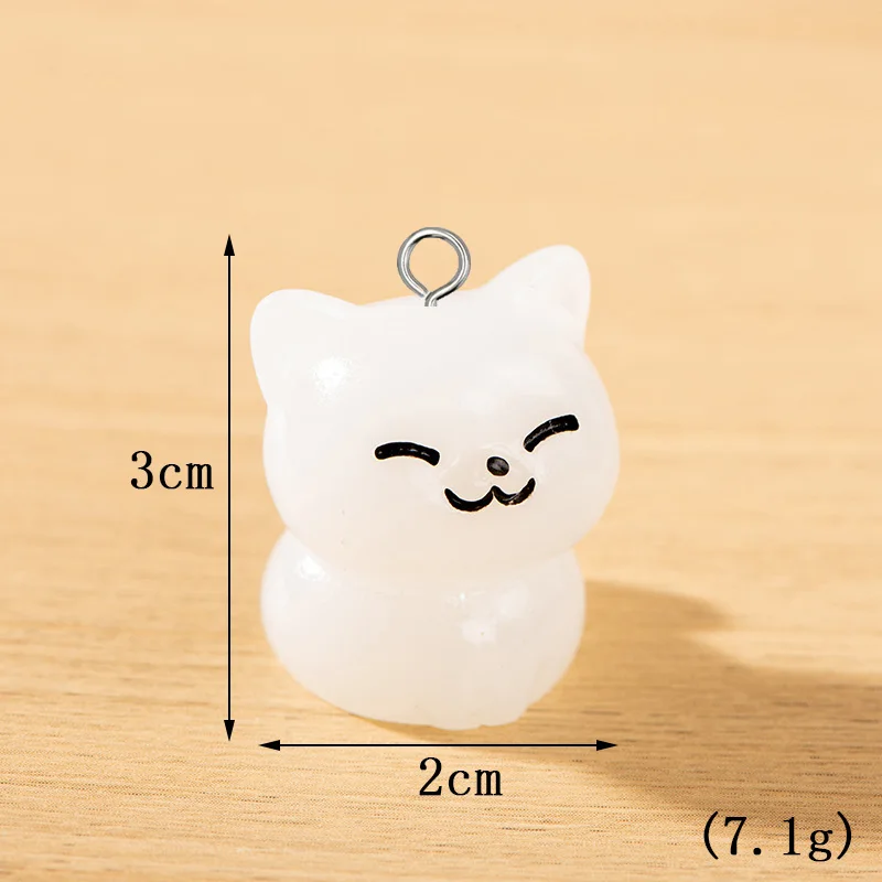 10 шт. милые миниатюрные Люминесцентные Подвески в виде кота из смолы 3D