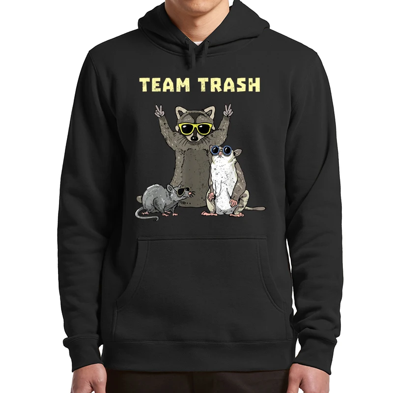 

Team Trash Opossum Raccoon Rat Funny Hoodies Cute Animals Garbage Gang Novelty Sweatshirts For Hip Hop Hipster