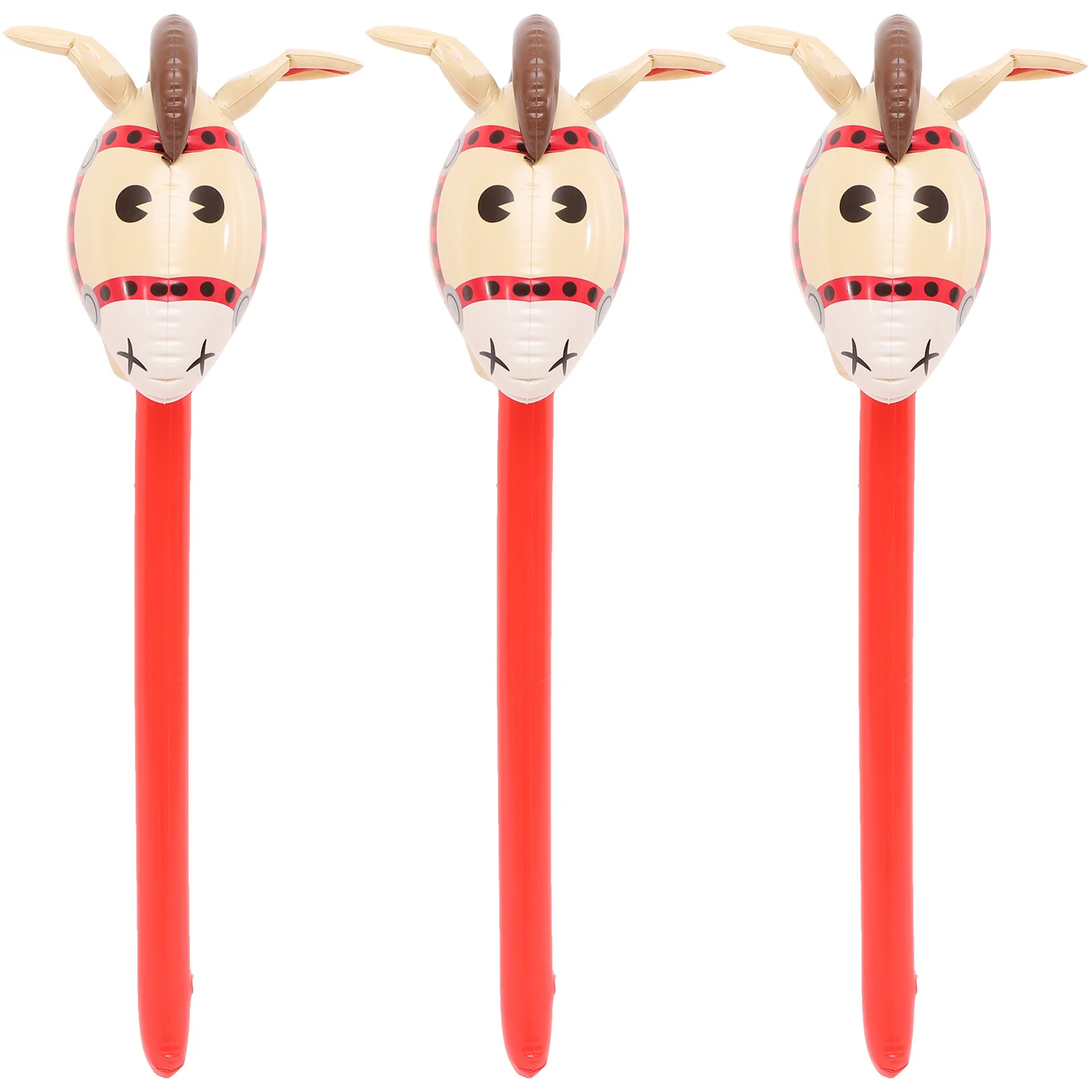 

3 Pcs Animal Long Stick Kids Inflatable Toy Horse Toys Base Birthday Party Supplies Girls Pvc Child Cow Balloon