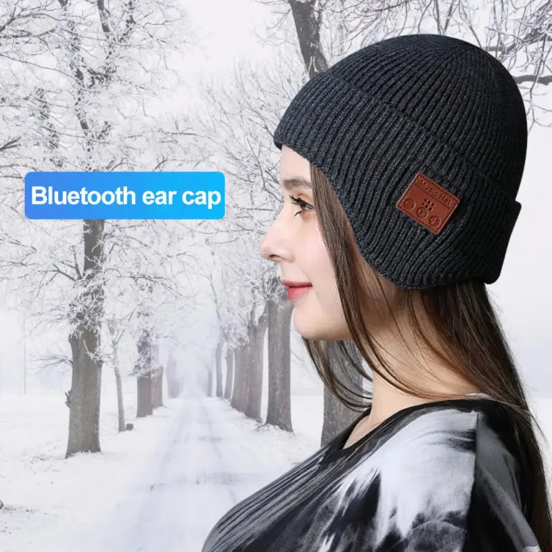 

2in1 Winter bluetooth-compatible Headset Headband Warm Music Hat With Soft Scarf Microphone For Handsfree Call Outdoor Sport Cap