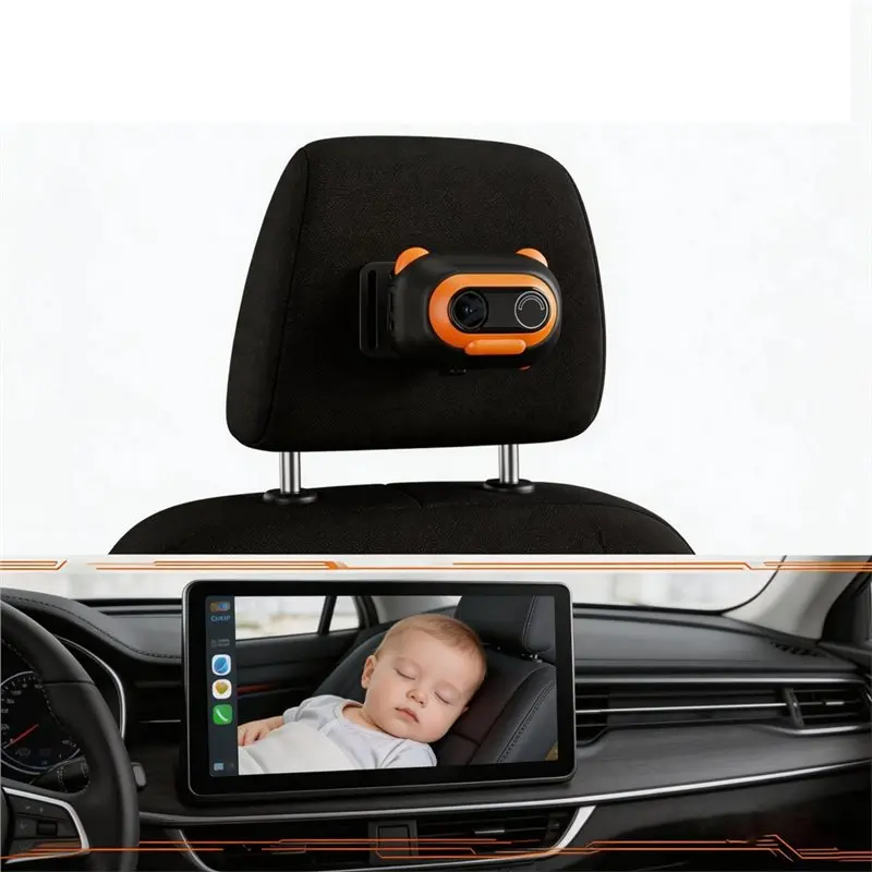 Фото ABMR-Car Baby Monitor: Беспроводная камера для наблюдения за ребенком в автомобиле с поддержкой Carplay и Android Auto, сверхширокоугольная, 2.4G+5.8G WIFI, с функцией записи №5