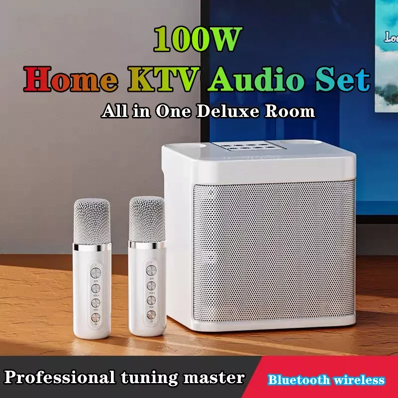 

New high-power portable professional karaoke dual microphone bluetooth speaker smart external karaoke equipment caixa de som