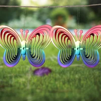 1 pcs reflective butterfly windmill decor butterfly wind chimes metal wind spinner outdoor and garden decoration holiday gifts