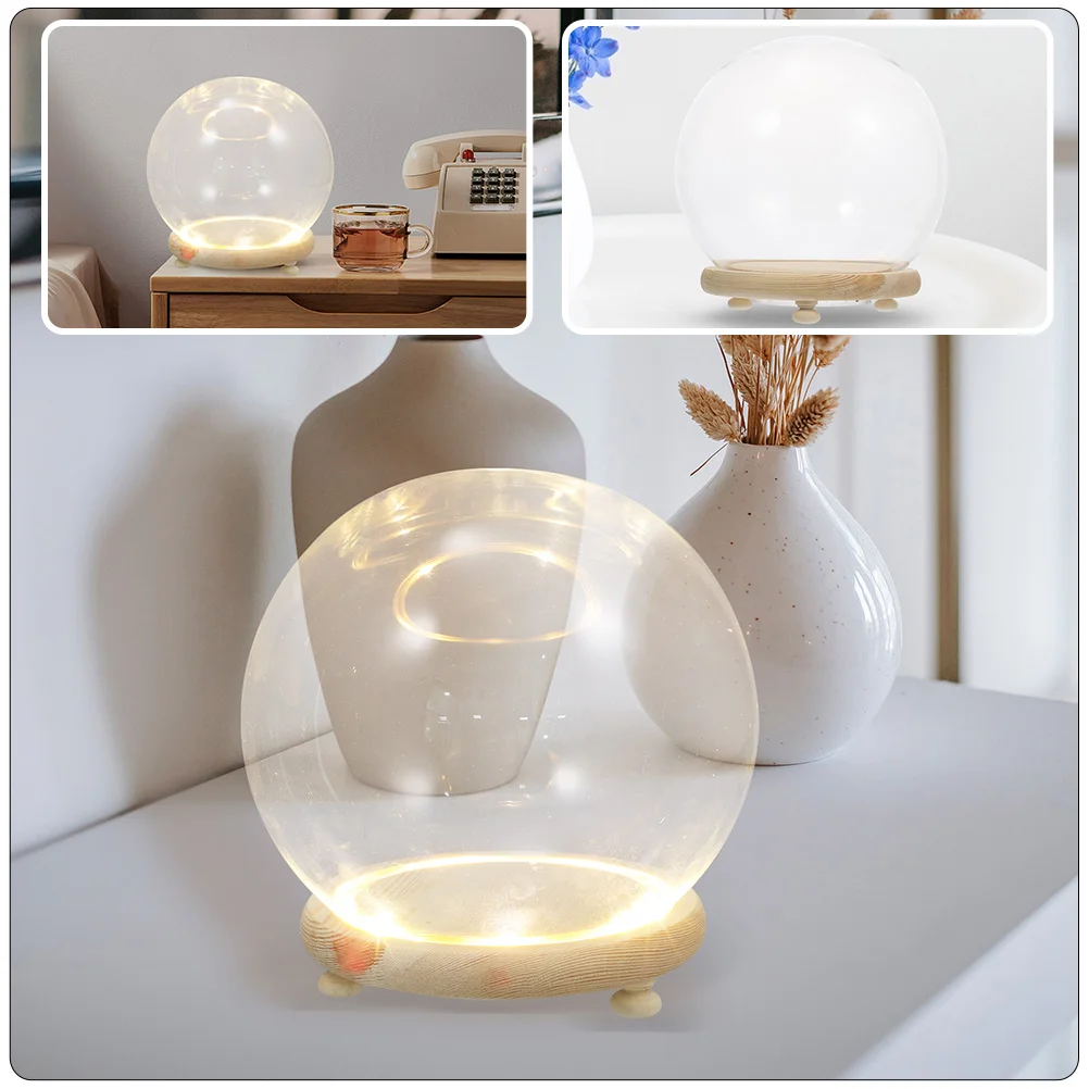 

Micro Landscape Ornament Car Decoration Glass Dome Cover Ornaments Glass Terrarium Globe Wooden Dessert Dome Cover