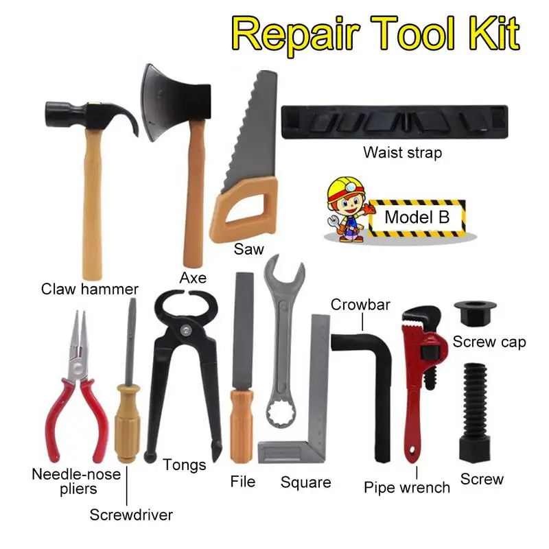 

Детский набор инструментов для ремонта для мальчиков, безопасные пластиковые детские инструменты для обслуживания, ударная отвертка, щипцы, игрушка для ролевых игр