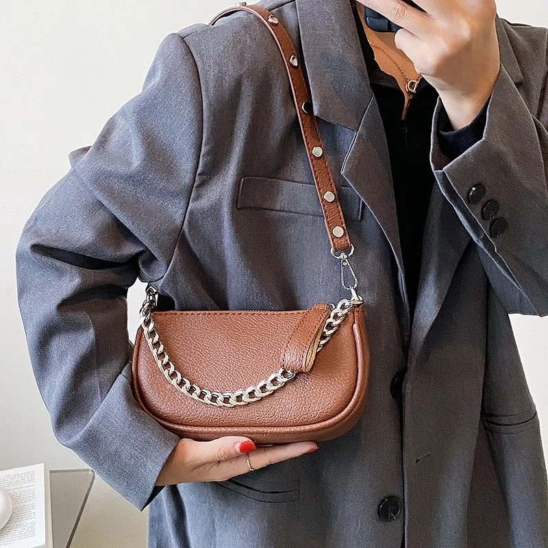 

Autumn Winter New Style Women's bag 2023 Trend Silver Chains Handbag Luxury Brand Crossbody bags For Ladies Vintage Shoulder Bag