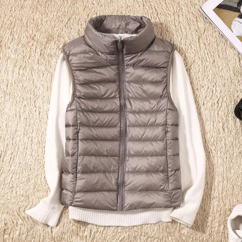 Women Sleeveless Down Vest New Autumn Winter Women's Ultra Light 90% White Duck Down Vest Slim Jacket Windproof Warm Waistcoat