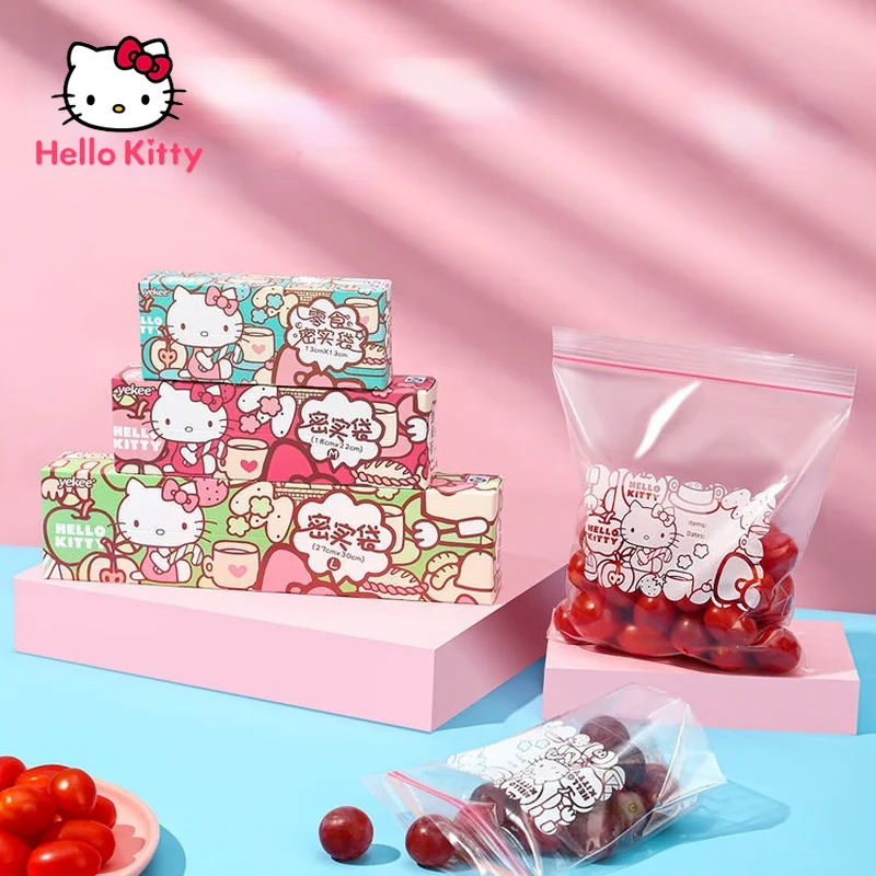 

Плотный пакет Hello Kitty для хранения пищевых продуктов, утолщенный пакет с застежкой-молнией для хранения, герметичный пакет без запаха