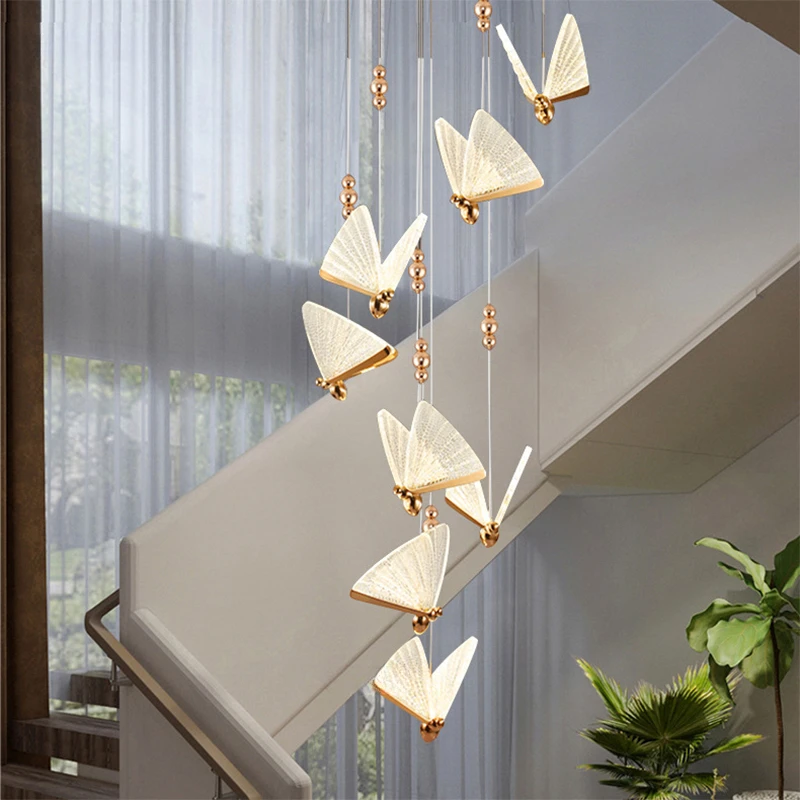 

Romantic Butterfly Lamp Led Chandelier High-end Restaurant Nordic Table Villa Staircase Fashion Bedroom