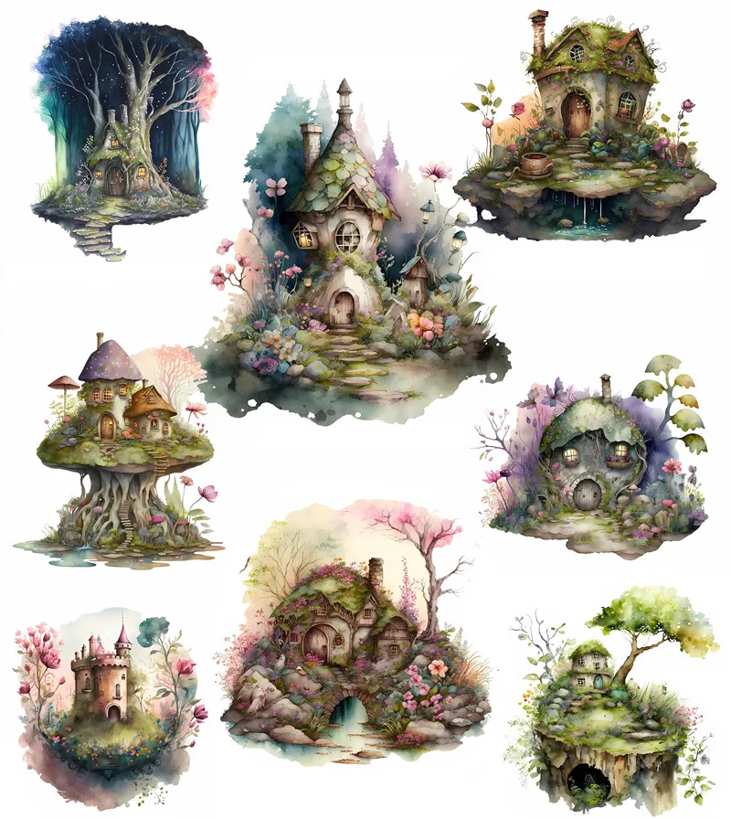 

Elf Tree House Stickers Crafts And Scrapbooking stickers kids toys book Decorative sticker DIY Stationery