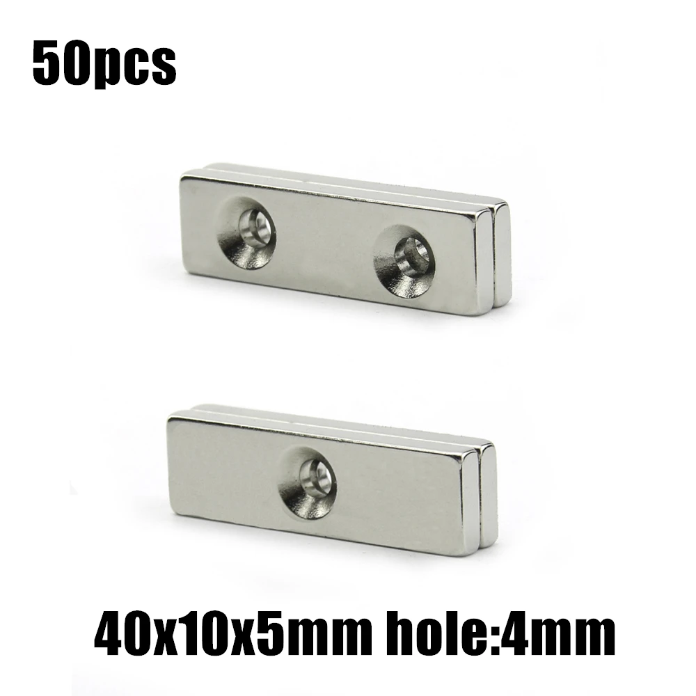 

Неодимовый магнит NdFeB N35 40x10x5 мм, 50 шт., отверстие: 4 мм/блок с двумя отверстиями, супермощный постоянный магнит N35 40x10x5-4 мм