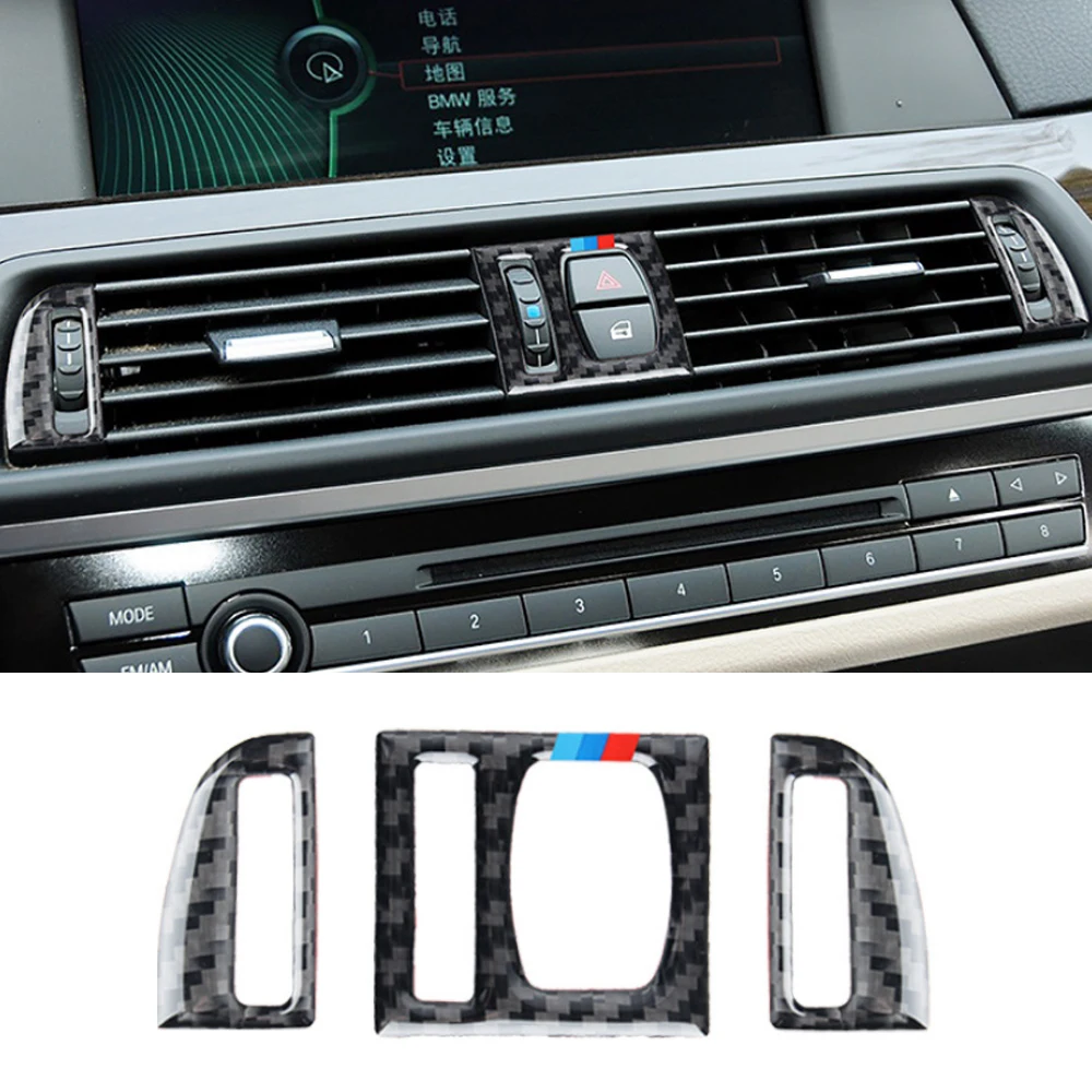

New Car Central Control Air Outlet Sticker Carbon Fiber Decorative Frame Interior For BMW 5 Series F10 2011-2017 Car Styling