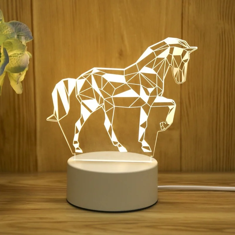 Детская ночная лампа 3D USB LED "Сова" для украшения спальни сердце медведя для комнаты девочки, декорация на Рождество.