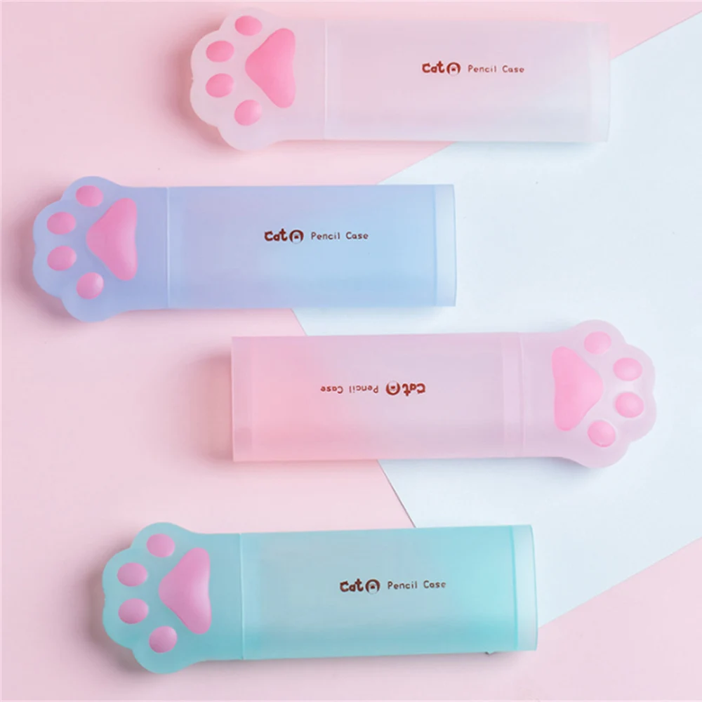 

Cartoon Cat Paw Pencil Case Portable Large Capacity Pencil Bag Kawaii Stationery for Kids School Office Supplies