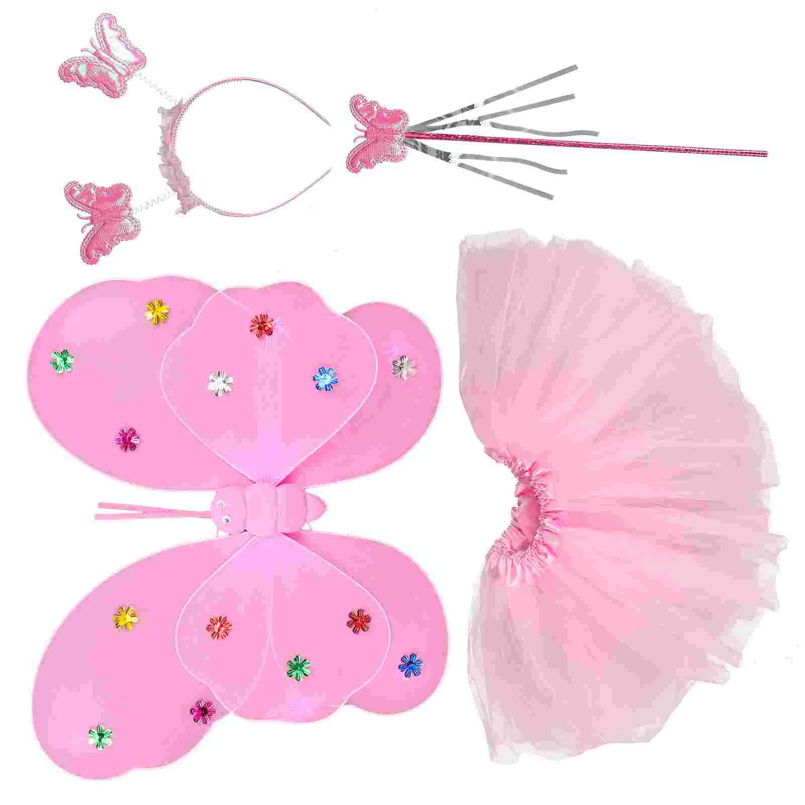 

Butterfly Wings Set Headband Cosplay Costume Girls Princess Dress-up Fairy Kids Makeup Girl's Decor Gift Tutu Skirt Kit