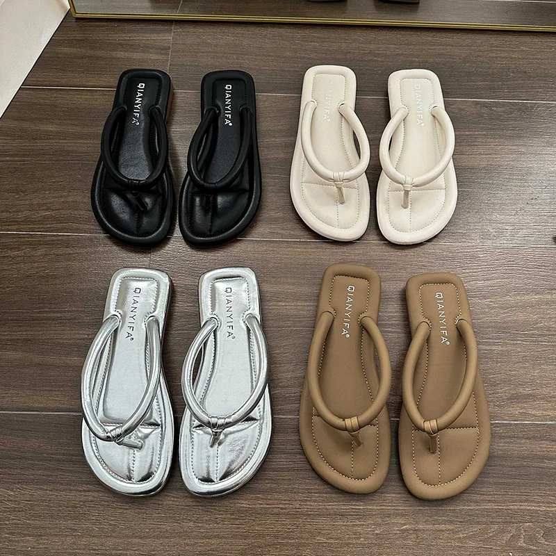 

Flip Flops Women Slippers Summer Round Toe Ladies Shoes Outside Beach Slipper Casual Woman Slides New Solid Color Chanclas Mujer