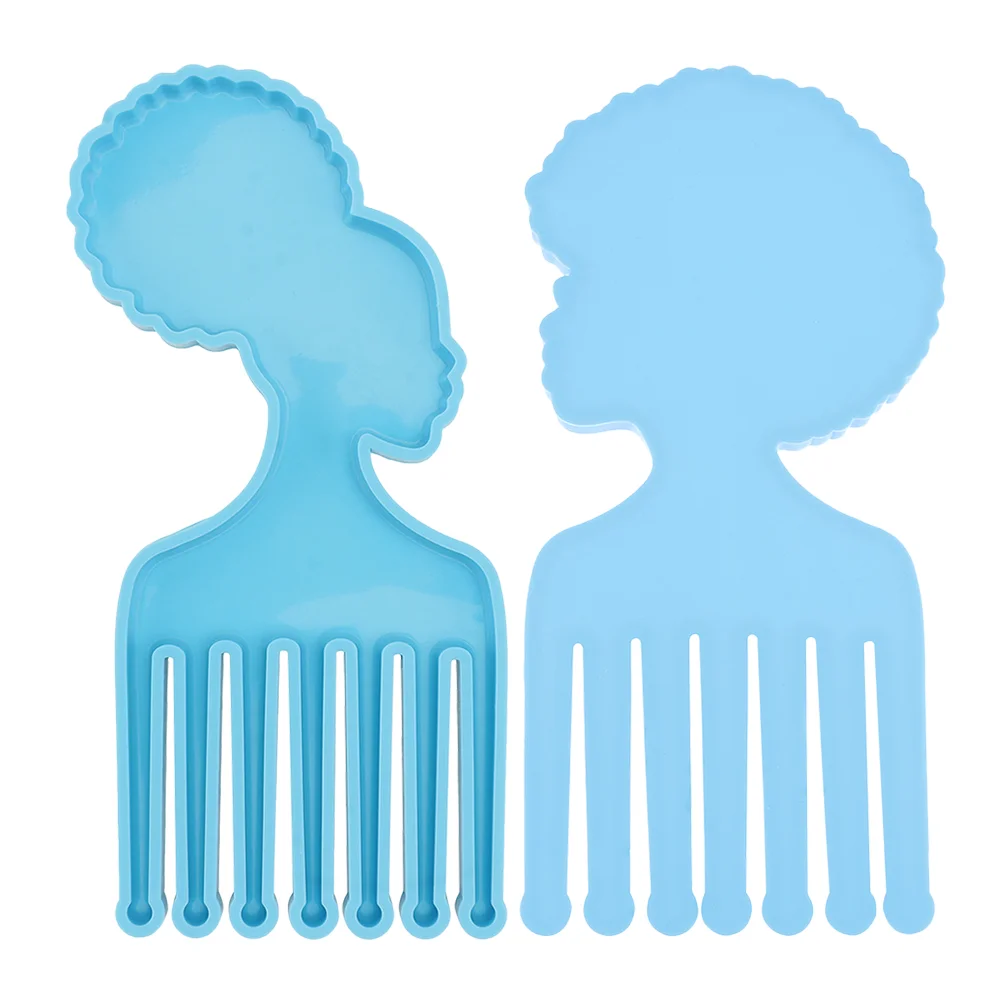 

2 Female Hair Comb Mold DIY Afro Lady Hair Pick Silicone Mold Comb Making Supplies for Home Shop