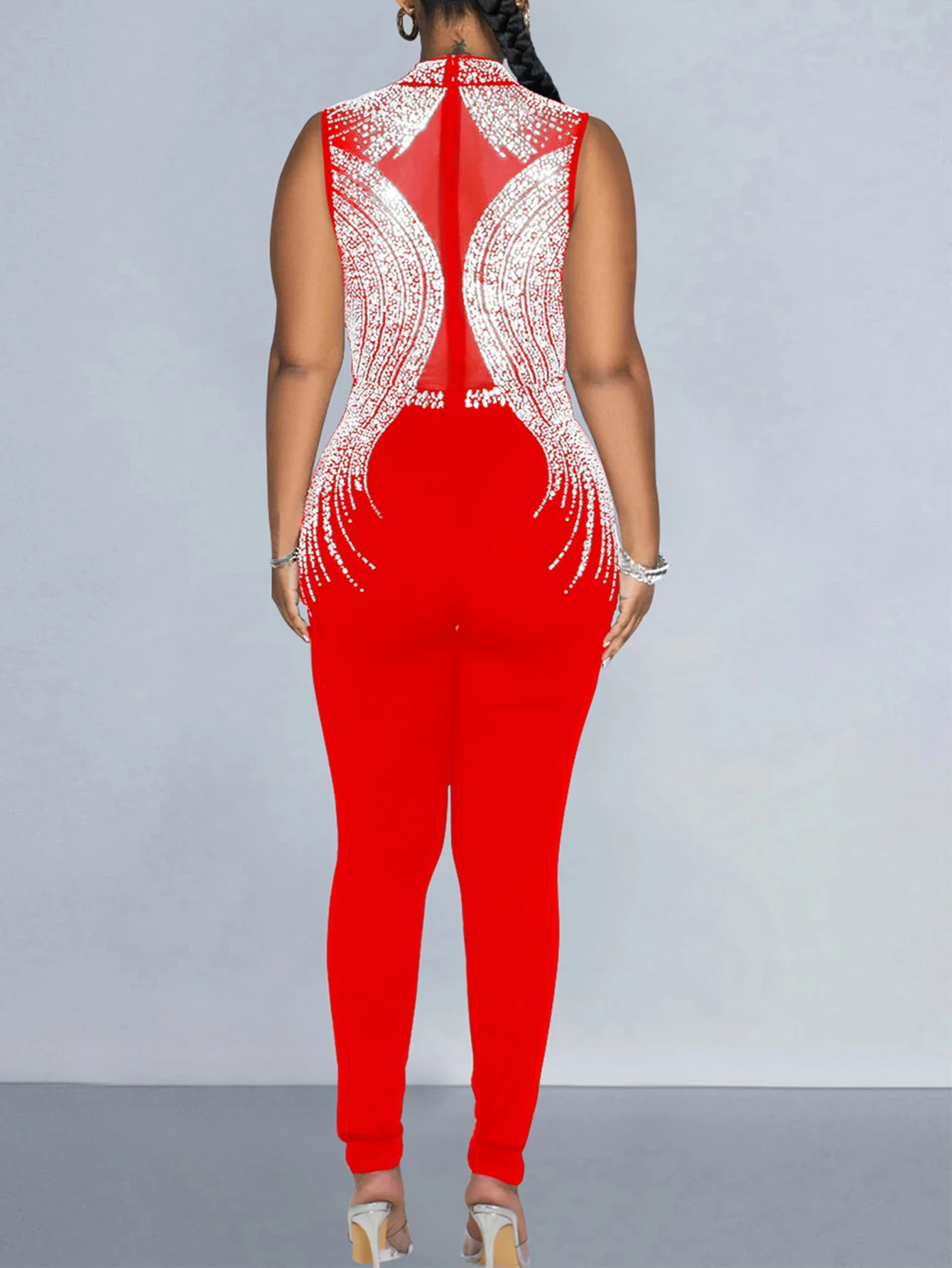 Сексуальный белый сетчатый женский прозрачный комбинезон без рукавов