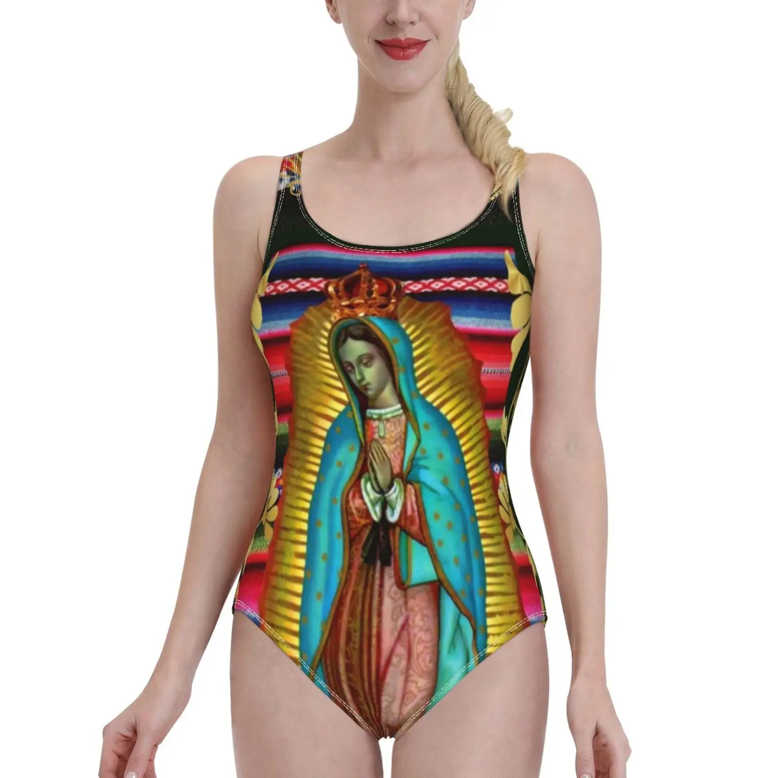 

Боди нашей леди Гуадалупе Дева Мария Zarape 08 Цельный купальник женский новый женский пляжный купальник купальный костюм Пляжная одежда