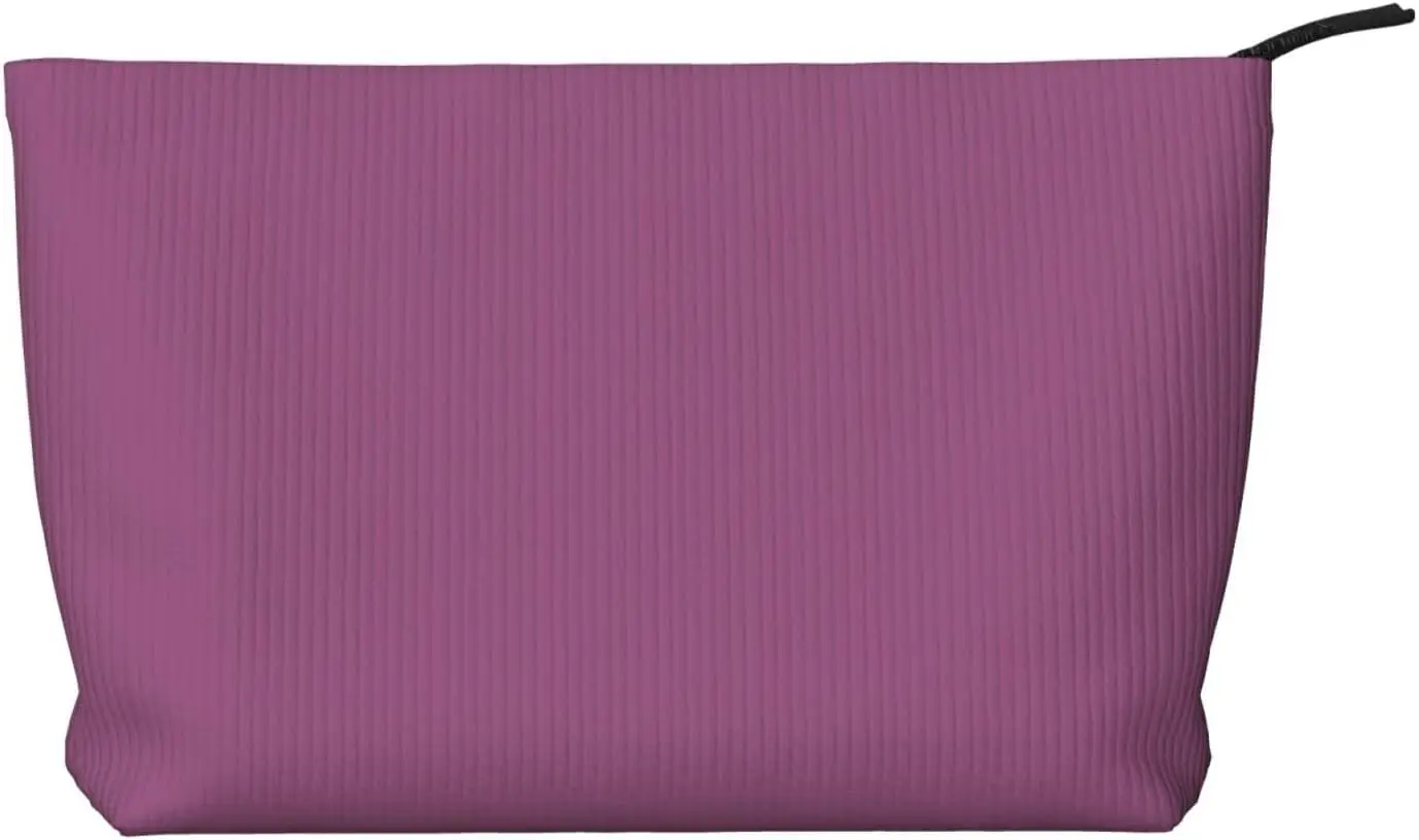 Однотонная вельветовая косметичка виноградно-красного цвета подходит для