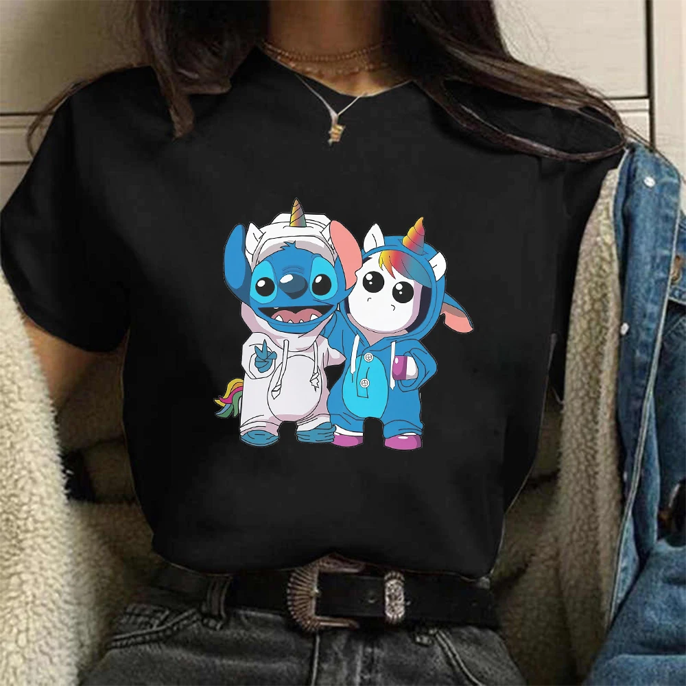 

Cute Stitch Pooh Bear Disney T Shirt Women Kawaii Harajuku Summer Streetwear Clothes Tops Fashion Casual Femme Vetement T-shirts