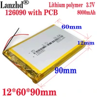 1 12pcs 3 7v rechargeable batteries 8000mah 126090 li polymer lithium battery for psp navigation ebook speaker notebook power