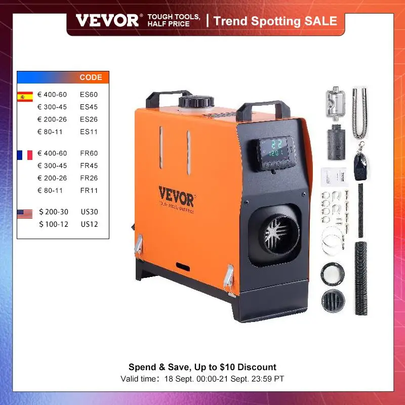 VEVOR 5/8KW Car Heater Diesel Air Heater 12V Diesel Heater W